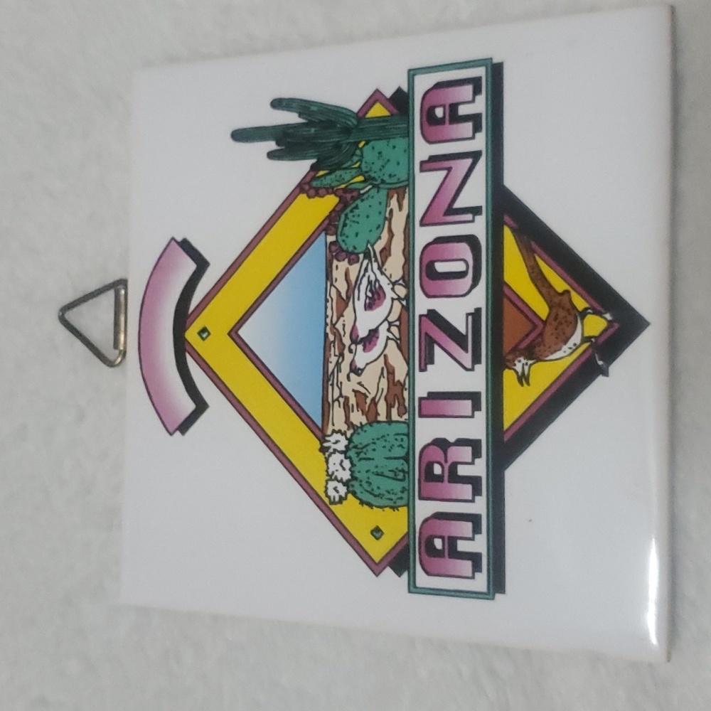 Vintage 90s Arizona desert tile trivet
